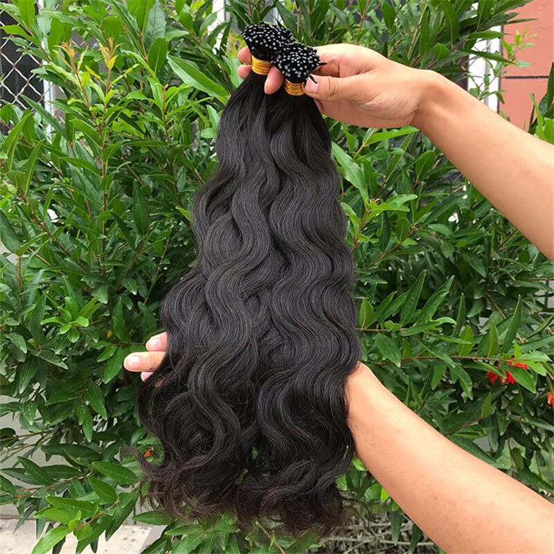 Raw Burmese Remy Cuticle Aligned Real Natural Wave 20Inch Pre Bonded Factory I Tip Hair Extension