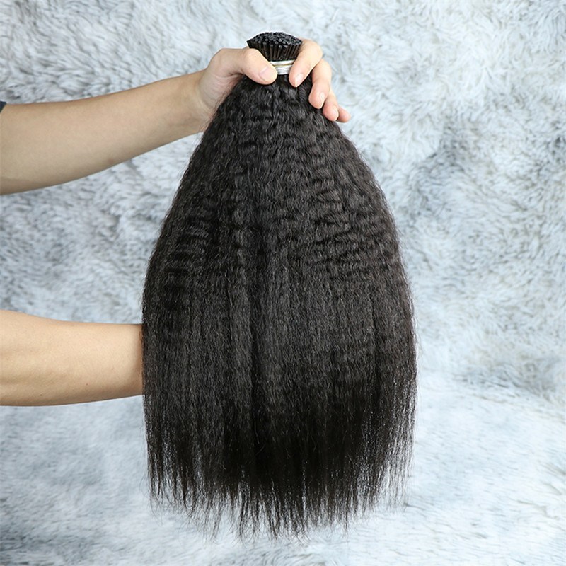 Wholesale Kinky Straight I Tip Hair Extension Cuticle Aligned Raw Raw Burmese Micro Links Unprocessed 100 Virgin Hair