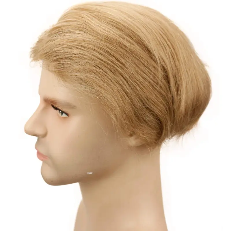 Thin Skin Straight Hair Replacement Brazilian Remy Human Hair Mix 20% Grey Synthetic Hair Toupee for Men 10x8