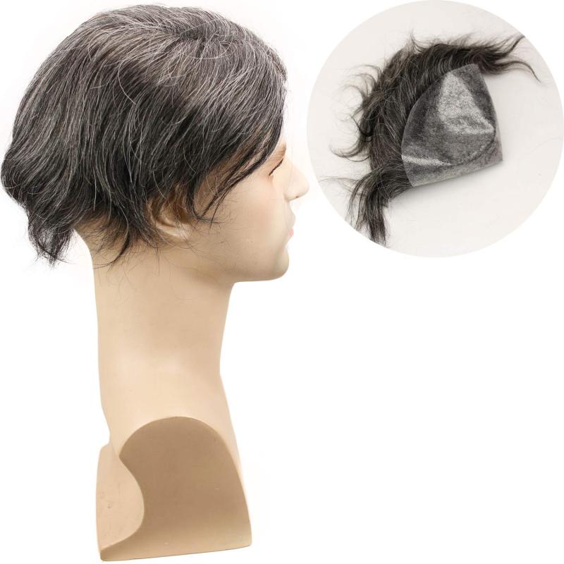 Grey Men`s Toupee Hairpiece Whole PU Base Brazilian Remy Human Hair 1b# Mix 80% Grey Hair Natural Straight 10*8