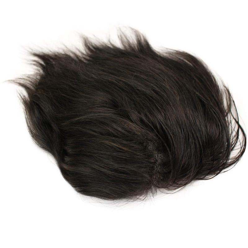 Grey Men`s Toupee Hairpiece Whole PU Base Brazilian Remy Human Hair 1b# Mix 80% Grey Hair Natural Straight 10*8