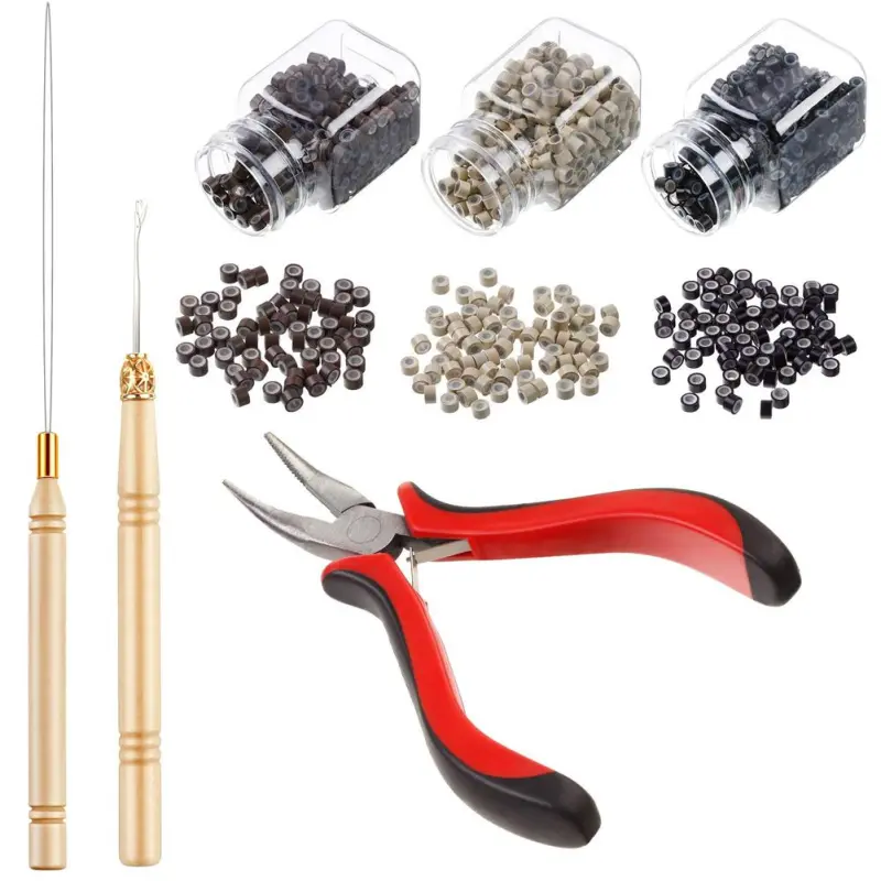 Micro Hair Extension Rings Beads Hair Extension Pliers For Fusion Capsule Hair Keratin Glue Remove Remover Hair Extension Tools 500pcs  nanorings