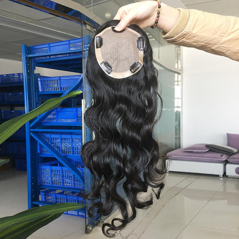 Clip In Hair Toupee For Women Silk Base Indian Remy Hair Replacement Real Human Hair Womens Toupee Wiglets Hairpieces For Mild Hair Loss Volume Cover