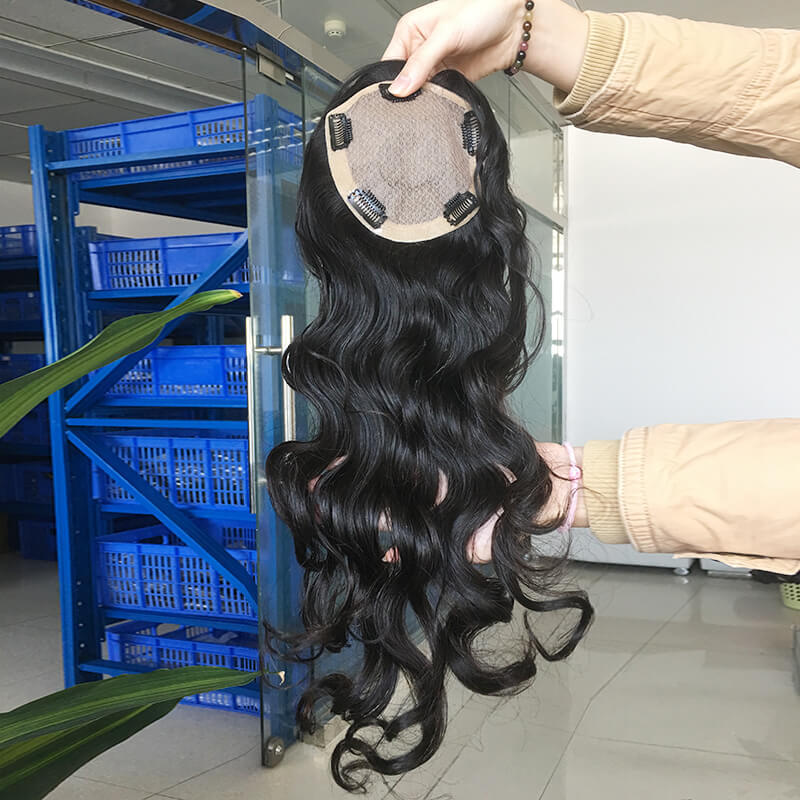 Clip In Hair Toupee For Women Silk Base Indian Remy Hair Replacement Real Human Hair Womens Toupee Wiglets Hairpieces For Mild Hair Loss Volume Cover