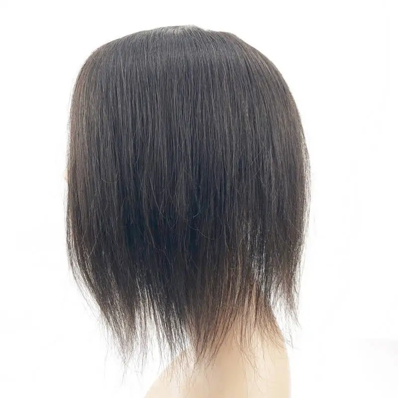 Human Hair Wig Topper Skin Base Toupee Black Brown Color Clip In Remy Human Hair Piece Middle Free Part for Bald Thin Hair