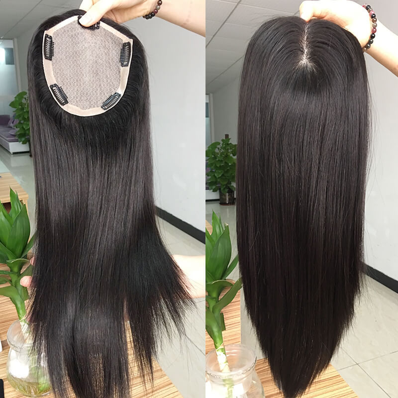 Silk base Indian remy hair replacement real human hair womens toupee