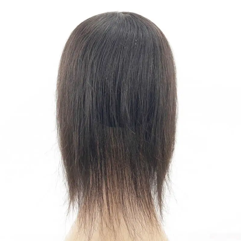 Human Hair Wig Topper Skin Base Toupee Black Brown Color Clip In Remy Human Hair Piece Middle Free Part for Bald Thin Hair