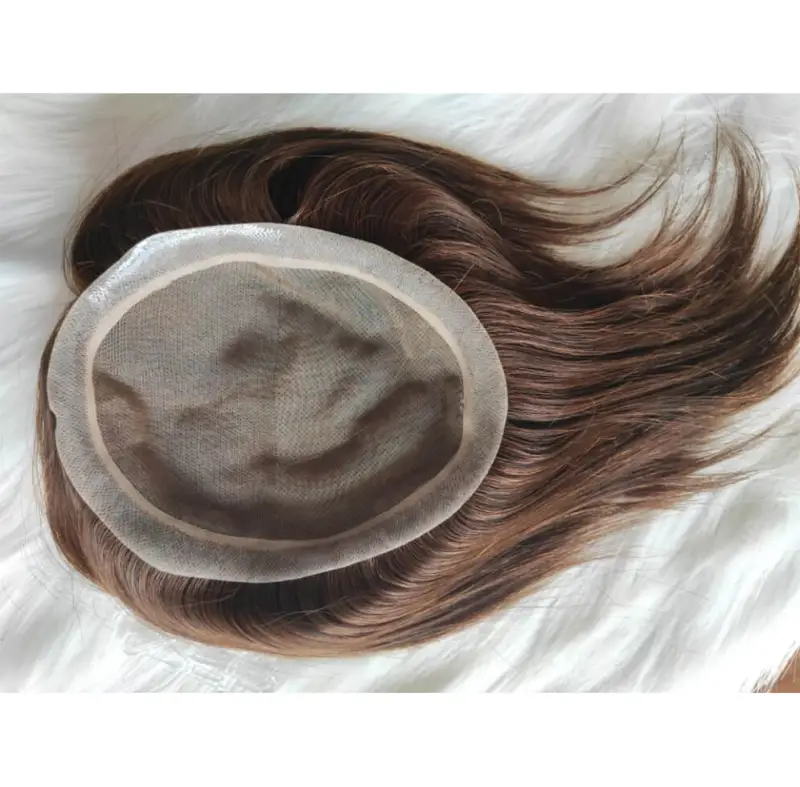 Toupee Skin Men's Toupee Human Hair Pieces for Men Natural Hair Replacement Brown Color Mono Lace Men Toupee 6X8