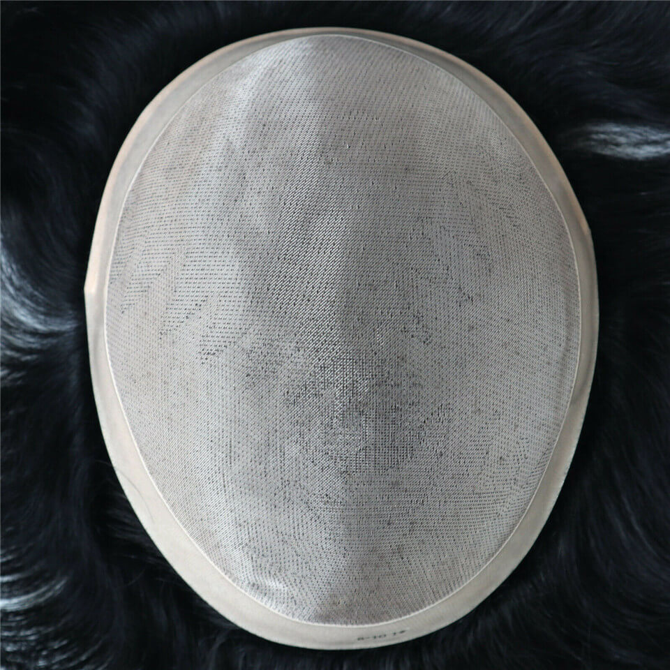 Faded Curly Undercut Durable Fine Mono Mens Hair Replacement System Hairpieces for Men Human Hair Skin Monofilament Net Base