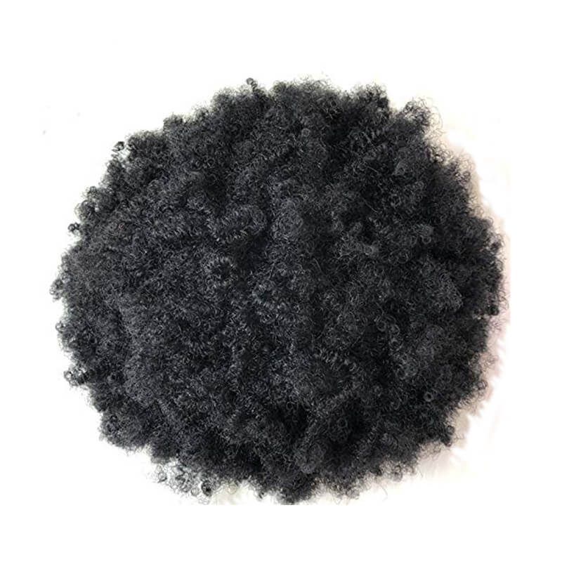 Toupee 10x8 Inch Replacement Full Siwss Lace Hairpiece for Men 100% Virgin Human hair #1B Color Afro Curly Toupee Men Wig Curl