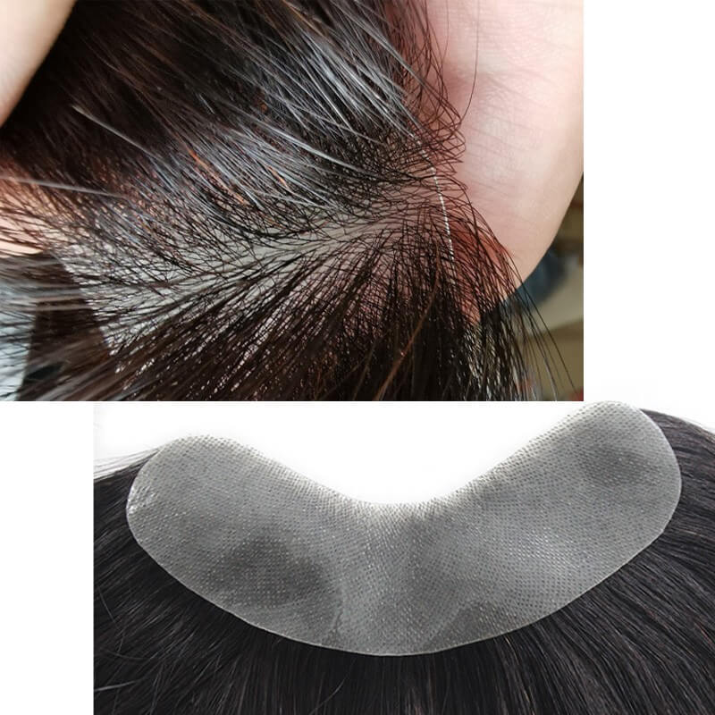 Men Wig Real Human Hairline Men Hair Forehead Bangs Male Toupee Hair sticker Hairpiece