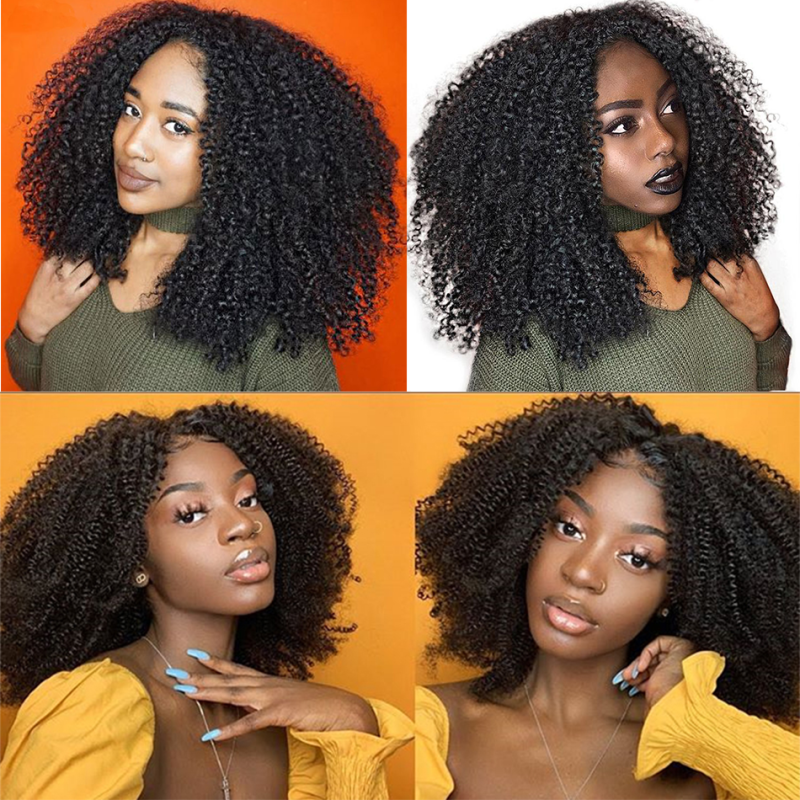 Afro African American U Part Wigs Kinky Curly Brazilian Virgin Human Hair 8-24 in stock