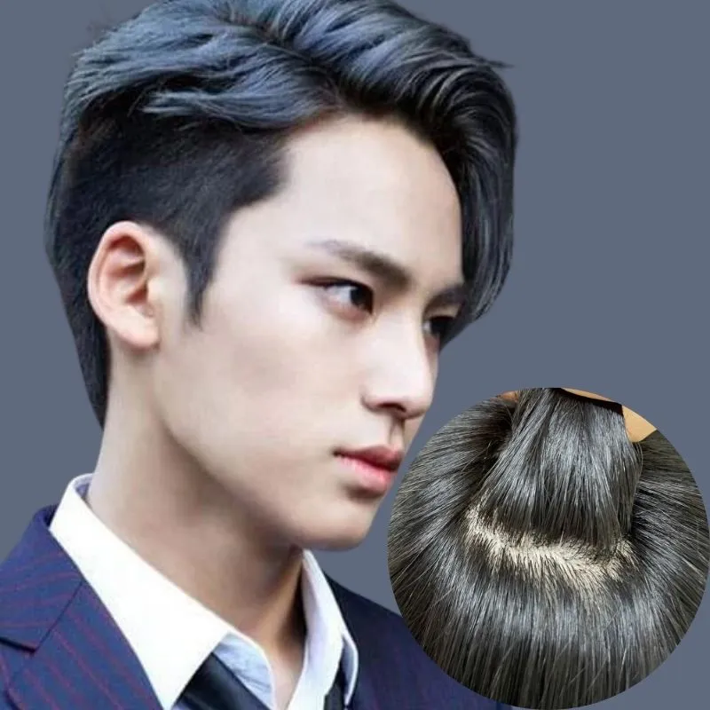 Silk Base Toupee Replacement 100% Real Human Hair For Men