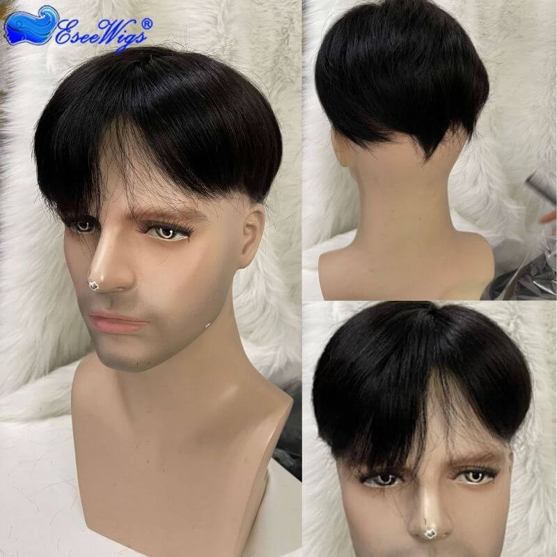 Silk Base Toupee Replacement 100% Real Human Hair For Men