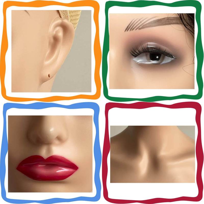 Mannequin Heads Bust Female Realistic Manikin Head with Face and Shoulders for Wigs Beauty Accessories Displaying