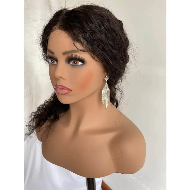 Mannequin Realistic Female PVC Manikin Head with Shoulders Display Realistic Mannequin Head Bust Wig Head Stand for Wigs Earrings Hat Sunglassess