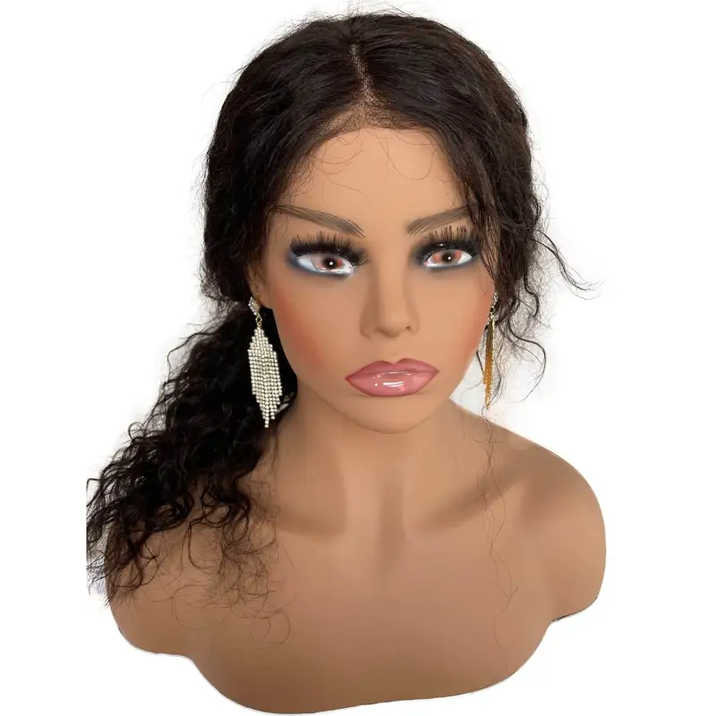 Mannequin Realistic Female PVC Manikin Head with Shoulders Display Realistic Mannequin Head Bust Wig Head Stand for Wigs Earrings Hat Sunglassess