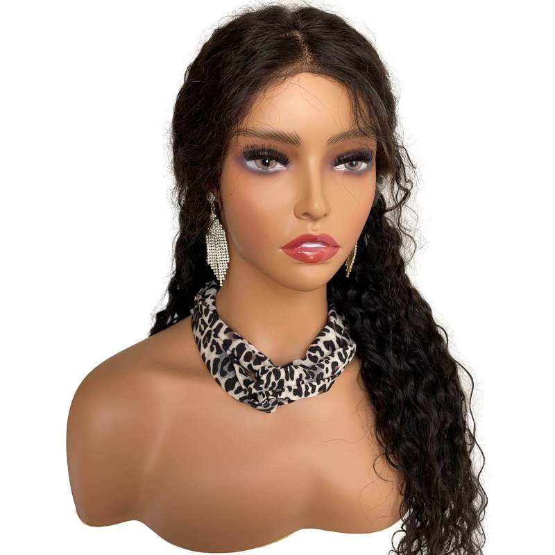 Realistic Female PVC Mannequin Head With Face and Shoulders Display Manikin Head Bust for Wigs,Makeup,Hats,Sunglasses Beauty Accessories