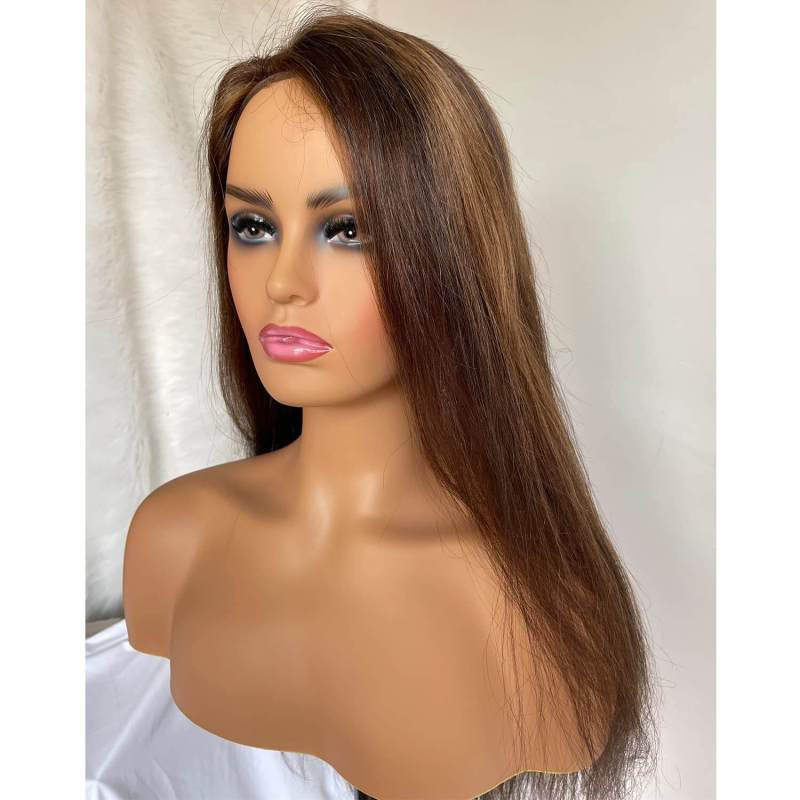 Eseewigs  Light Brown Realistic Female PVC Mannequin Head With Face and Shoulders Display Manikin Head Bust for Wigs,Makeup,Hats,Sunglasses Beauty Acc