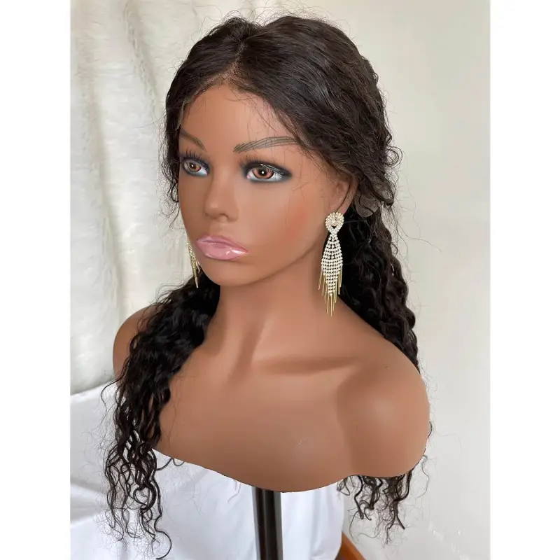 Mannequin Realistic Female PVC Manikin Head with Shoulders Display Realistic Mannequin Head Bust Wig Head Stand for Wigs Earrings Hat Sunglassess