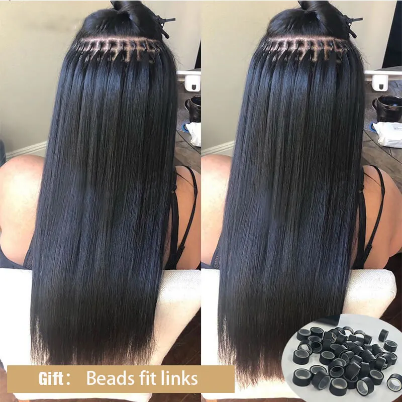 Microlink Hair Extensions Human Hair Extension I Tip Hair Extensions For Women Natural Black Brazilian Straight Virgin Bulk Hair