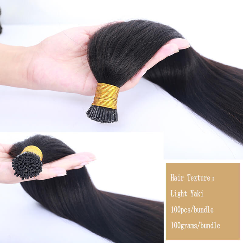 Light Yaki Straight Kinky Coarse Microlinks Hair Bulk Extenstions 1&2&3 Bundles I Tip Human Hair Microlinks Salon 3S Bulk Hair