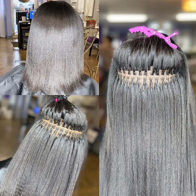 Microlink Hair Extensions Human Hair Extension I Tip Hair Extensions For Women Natural Black Brazilian Straight Virgin Bulk Hair