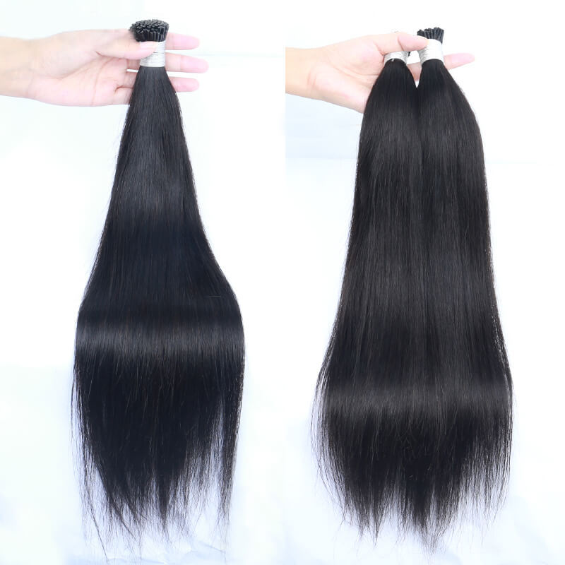 Microlink Hair Extensions Human Hair Extension I Tip Hair Extensions For Women Natural Black Brazilian Straight Virgin Bulk Hair