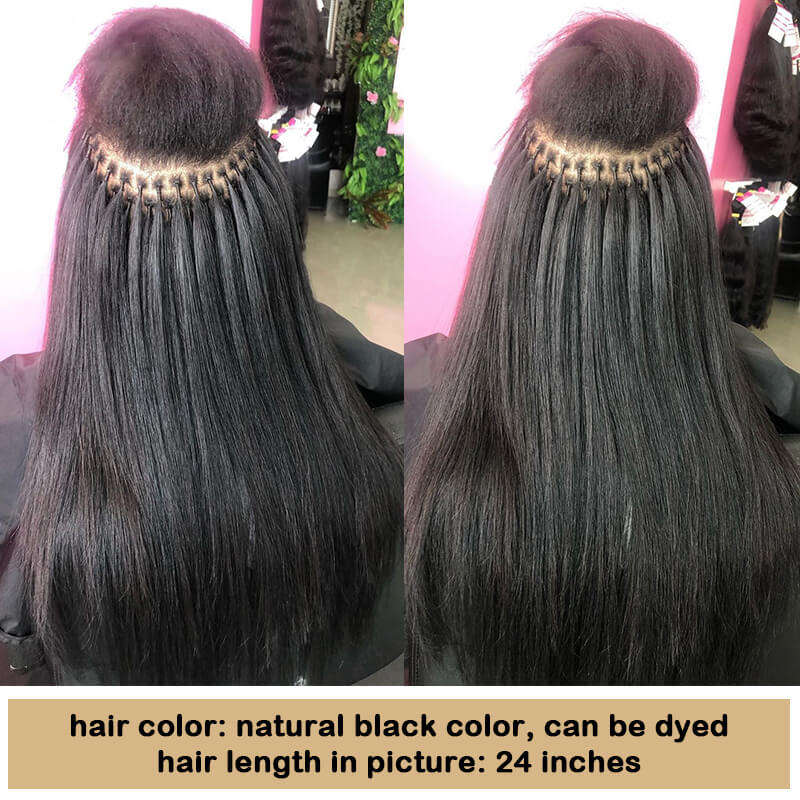 Microlink Hair Extensions Human Hair Extension I Tip Hair Extensions For Women Natural Black Brazilian Straight Virgin Bulk Hair