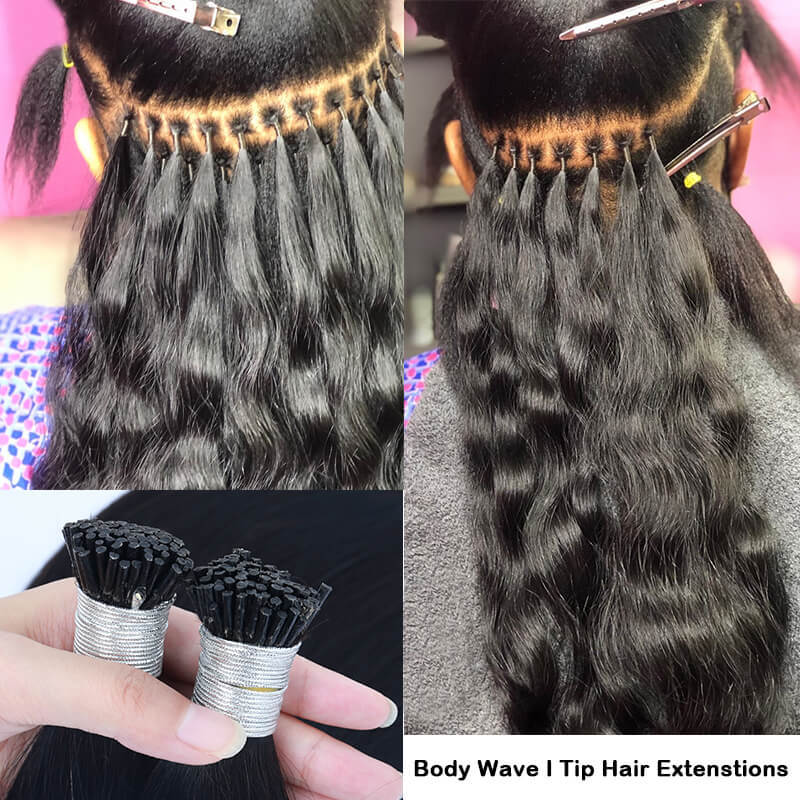 Body Wave I Tip Microlinks Human Hair Extensions For Women Natural Black 8-30 Inches 3 Bundles Brazilian Virgin Bulk Hair