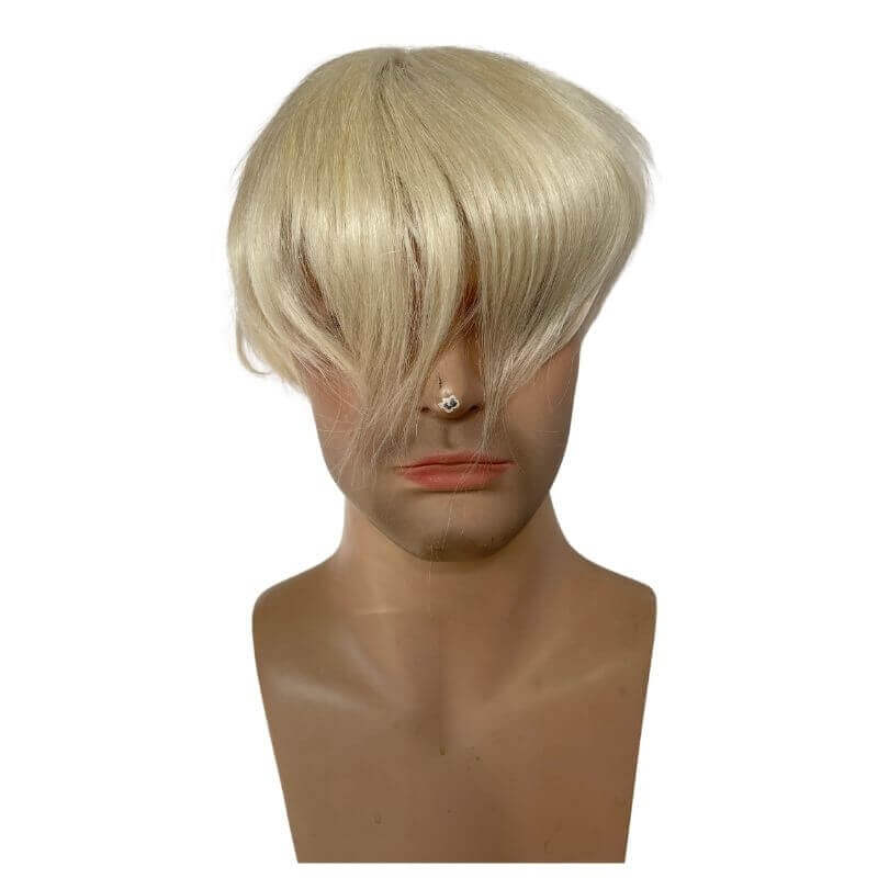 Front Lace Mens Toupee Hair Replacement System Real Human hair White Color