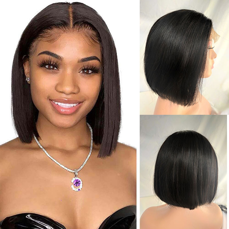 Bob Wigs Straight Short Bob Wig Lace Frontal Human Hair Wigs 4X4 Lace Closure Human Hair Straight Bob Wigs with Baby Hair 180%