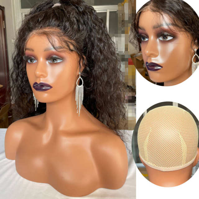 Mannequin Realistic Mannequin Head with Shoulders Plastic Black Lips mannequin Heads for Wigs Earrings Hat Sunglassess Display