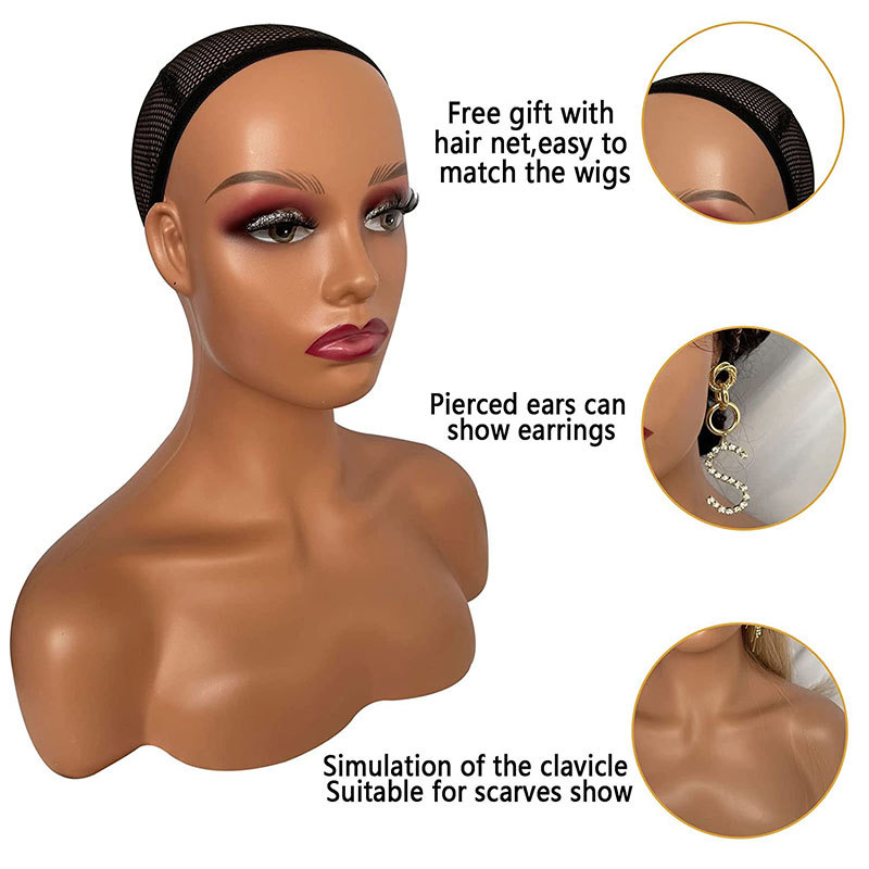 Mannequin Head For Wigs Manikin Head Realistic Mannequin Head Bust Wig Mask Stand for Wigs Display Making Styling Sunglasses PVC