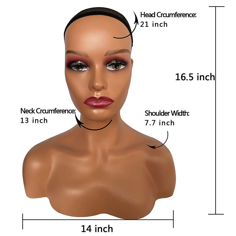 Mannequin Head For Wigs Manikin Head Realistic Mannequin Head Bust Wig Mask Stand for Wigs Display Making Styling Sunglasses PVC