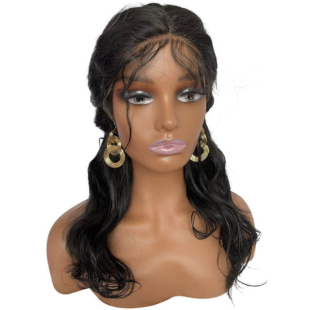 Mannequin Head with Shoulder Manikin PVC Head Bust Wig Head Stand with Makeup for Wigs Necklace Earrings Makeup,Hat Dark Brown