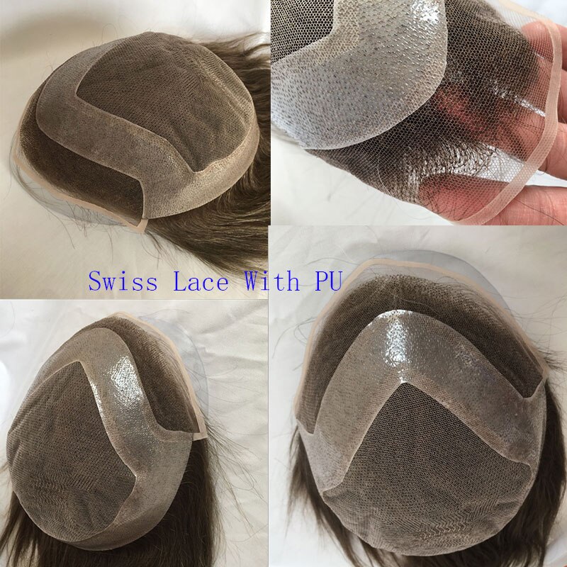 8X10 Men Toupee Swiss Lace & PU Base Toupee Wig For Men 130% Density Man Wigs Male Human Hair Prosthesis For Toupee Men For Men