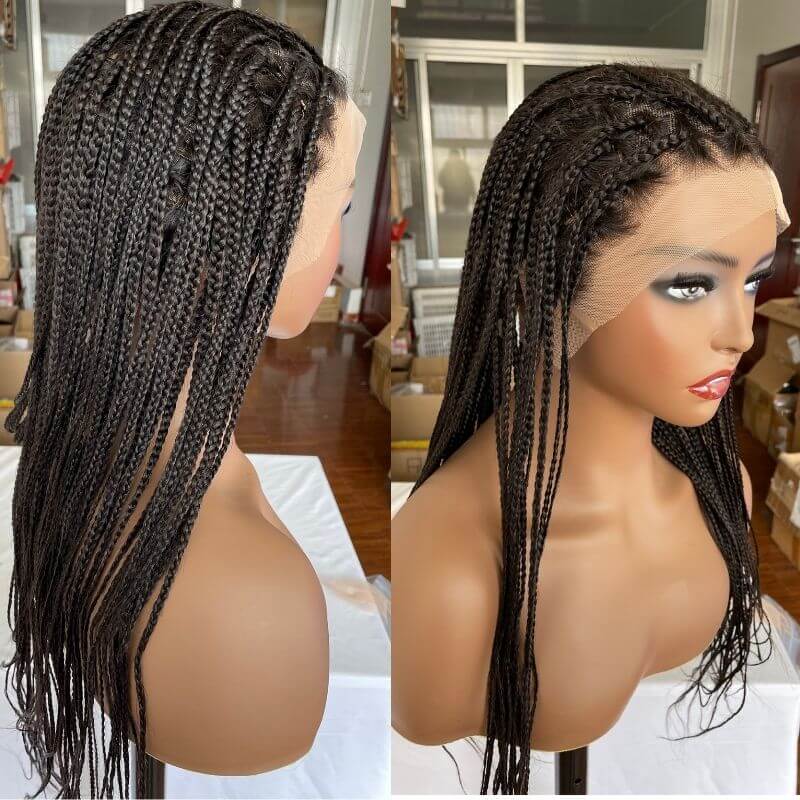 Knotless Braids Lace Front Braided Wigs for Women Braided Lace Wigs Real Human Hair