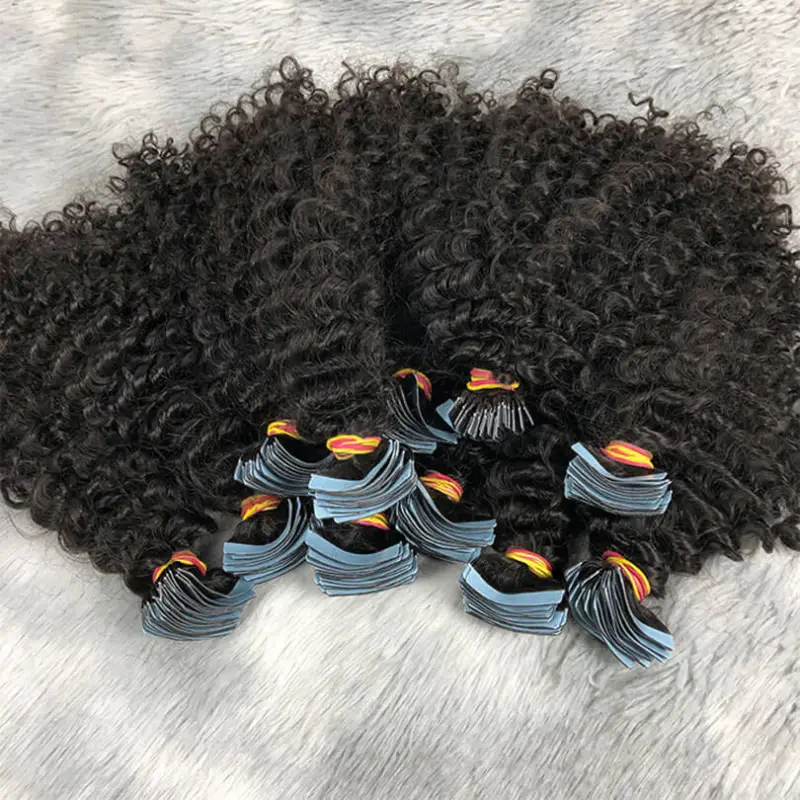 Hair Extensions  Kinky Curly Tape In Human Skin Weft Adhesive Invisible Brazilian Natural Black Hair