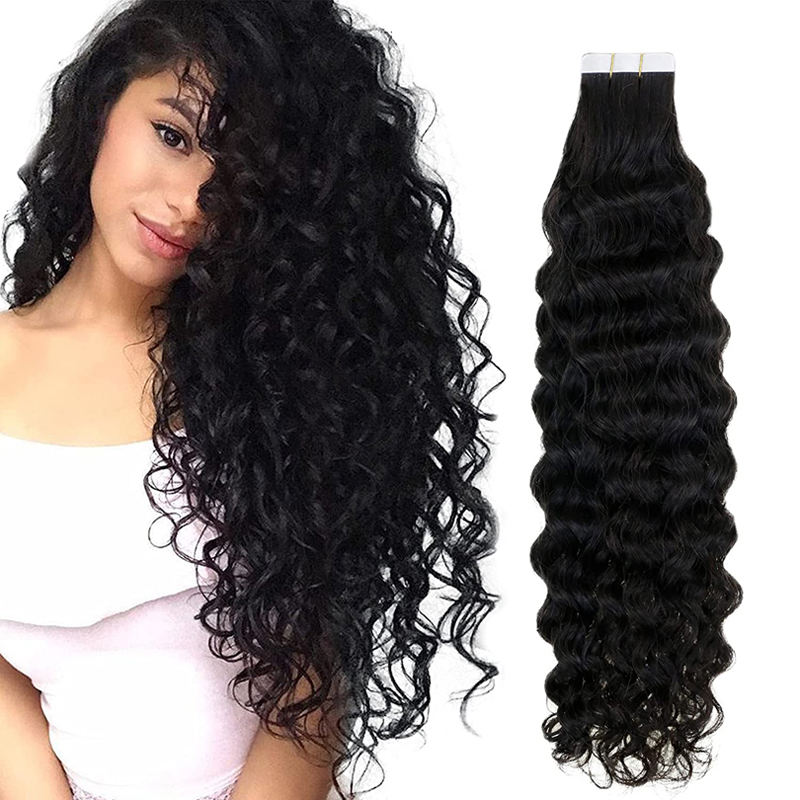 Curly Hair Tape Hair Extensions Virgin Brazilian Hair Tape In Hair Extension  Adhesive 100% Real Human Hiar