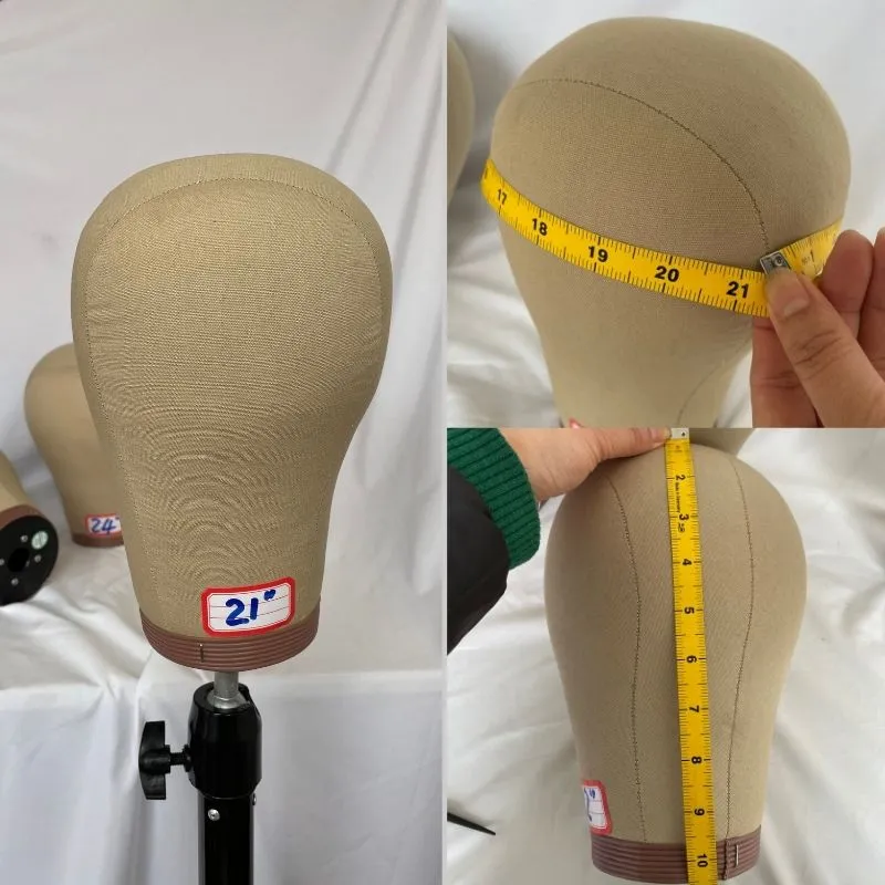 21''-24''Wig Head Cork Canvas Block Head Mannequin Head for Making Wigs Training-Display