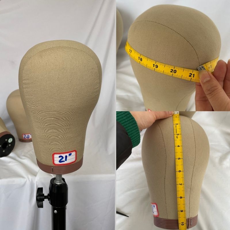 21''-24''Wig Head Cork Canvas Block Head Mannequin Head for Making Wigs Training-Display