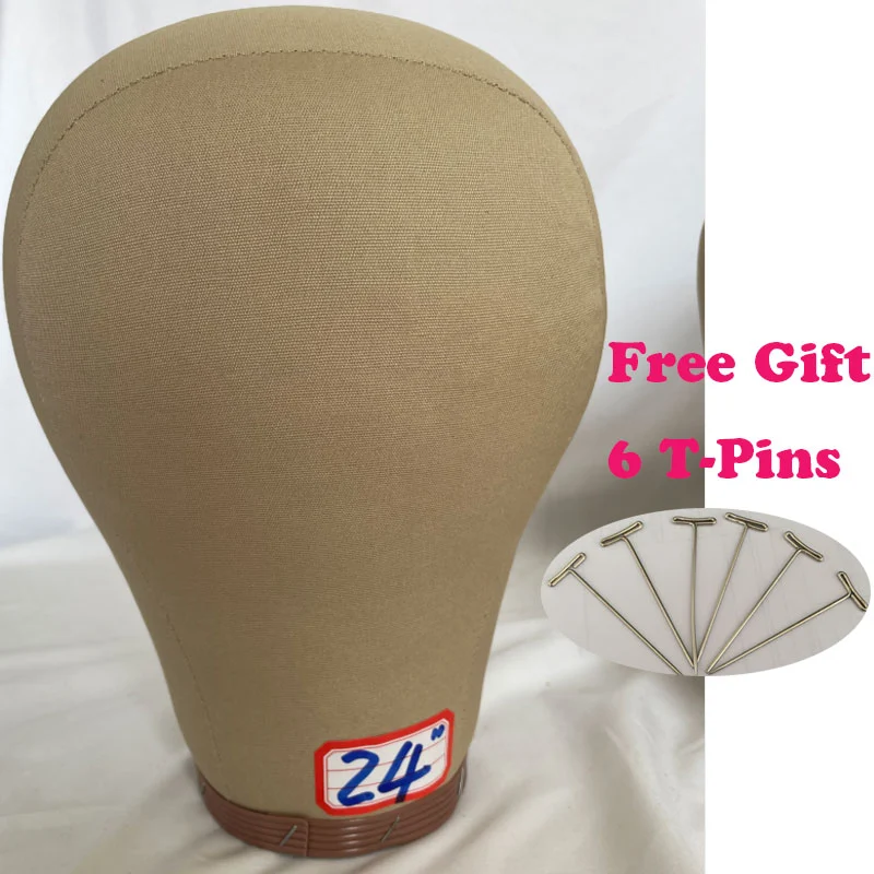 21''-24''Wig Head Cork Canvas Block Head Mannequin Head for Making Wigs Training-Display