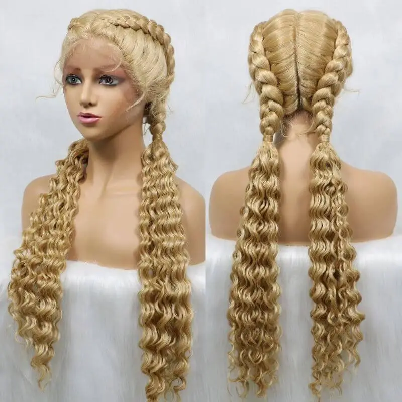 French Style Romance Braided Wigs for Black Women Swiss Lace Front Braided Wigs 28Inches with Baby Hair Synthetic Natural Looking Black Cornrow Braide