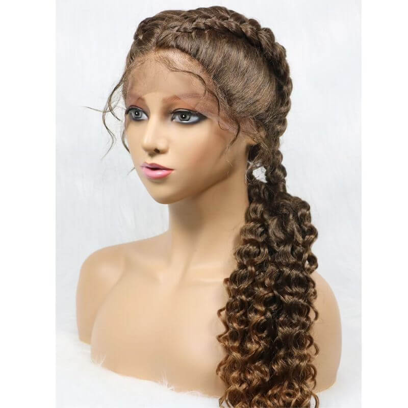 French Style Romance Braided Wigs for Black Women Swiss Lace Front Braided Wigs 28Inches with Baby Hair Synthetic Natural Looking Black Cornrow Braide