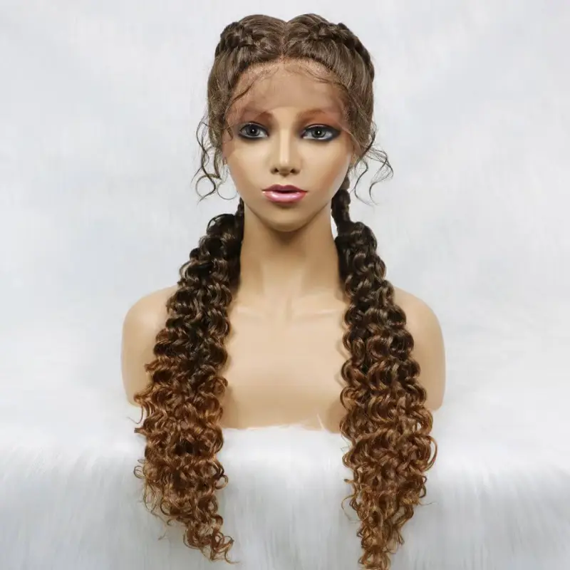 French Style Romance Braided Wigs for Black Women Swiss Lace Front Braided Wigs 28Inches with Baby Hair Synthetic Natural Looking Black Cornrow Braide