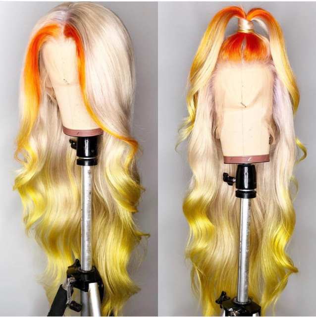 Eseewig  Ombre Honey Blonde Human Virgin Hair Pre Plucked Lace Front Wig Real Human hair Wig For Women