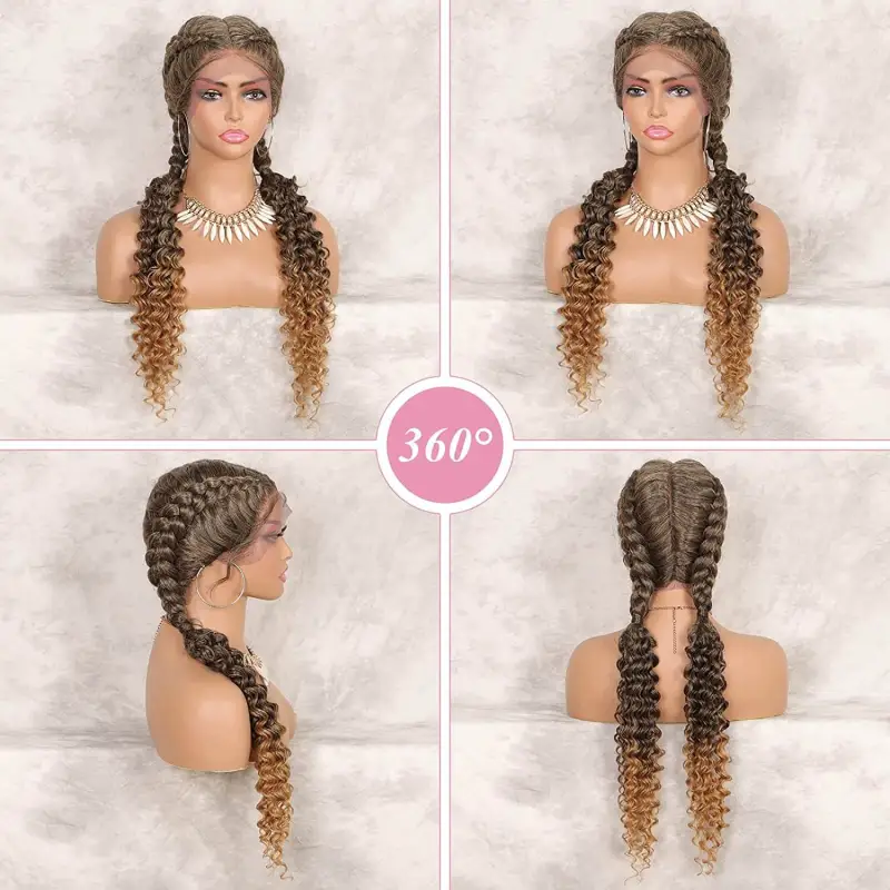 French Style Romance Braided Wigs for Black Women Swiss Lace Front Braided Wigs 28Inches with Baby Hair Synthetic Natural Looking Black Cornrow Braide