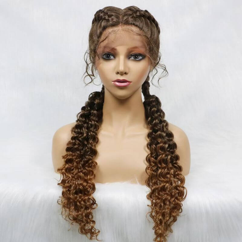 French Style Romance Braided Wigs for Black Women Swiss Lace Front Braided Wigs 28Inches with Baby Hair Synthetic Natural Looking Black Cornrow Braide