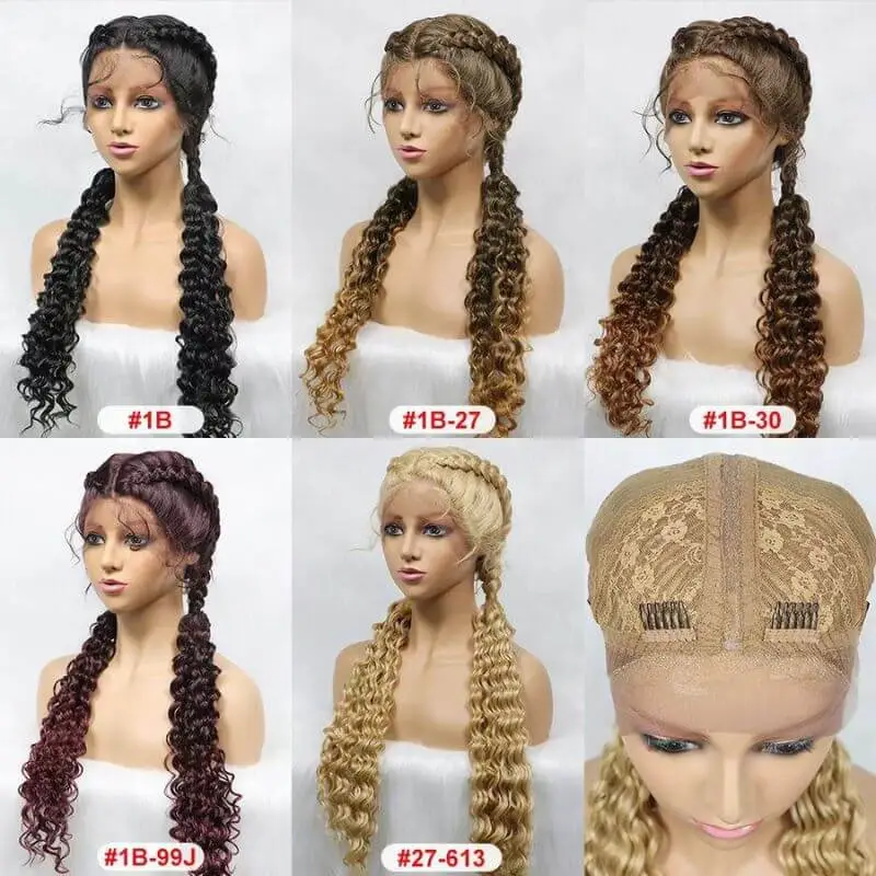 French Style Romance Braided Wigs for Black Women Swiss Lace Front Braided Wigs 28Inches with Baby Hair Synthetic Natural Looking Black Cornrow Braide